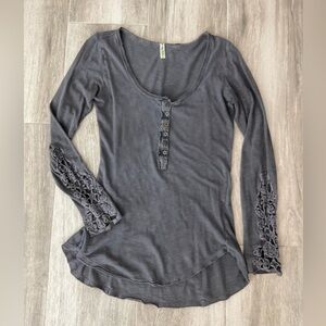 Free People Crochet Cuff tunic top